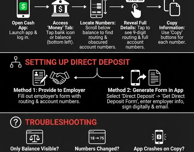 Infografica: How to Find Cash App Routing and Account Numbers