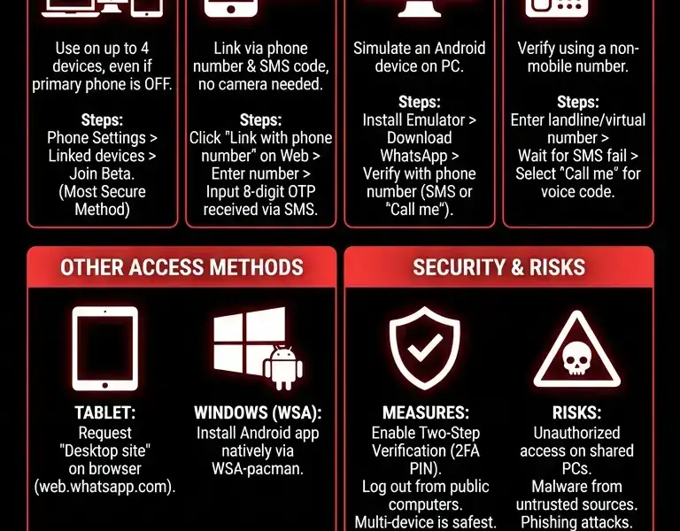 Infografica: How to Link WhatsApp Web Without a Phone: The Ultimate Guide