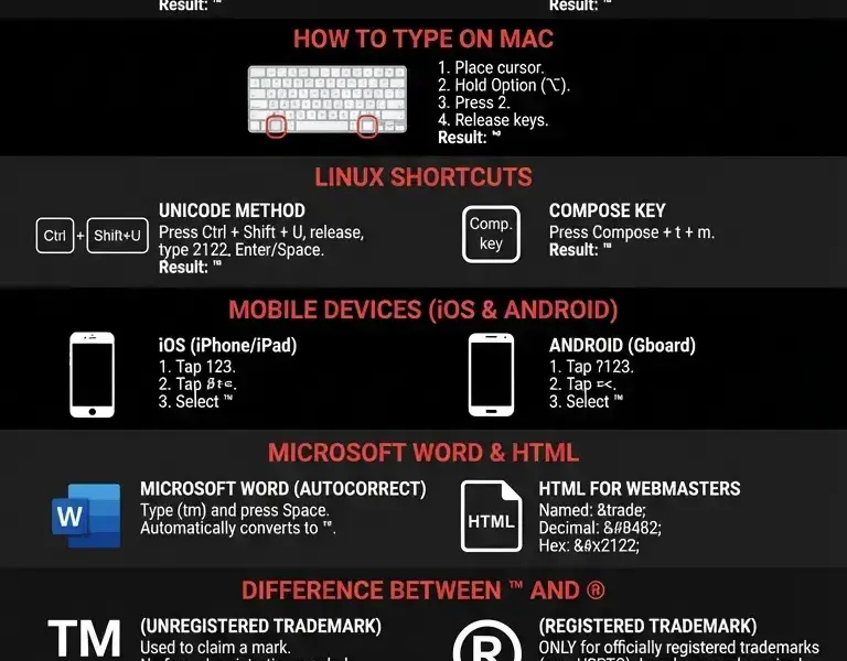Infografica: How to Type the TM Symbol on Keyboard: Complete Guide