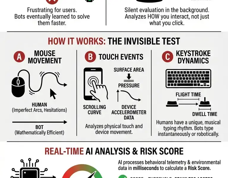 Infografica: How websites secretly verify your humanity without a click