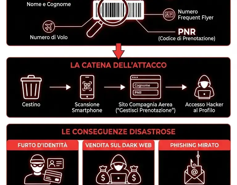 Infografica: I dati nascosti nel biglietto: l'errore che ti espone agli hacker