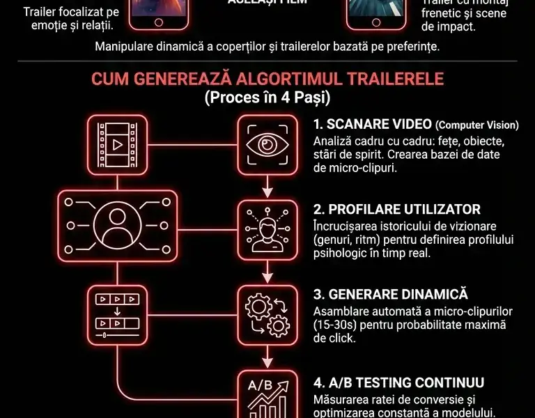 Infografica: IA și Streaming: Cum Alege Algoritmul Trailerele Tale
