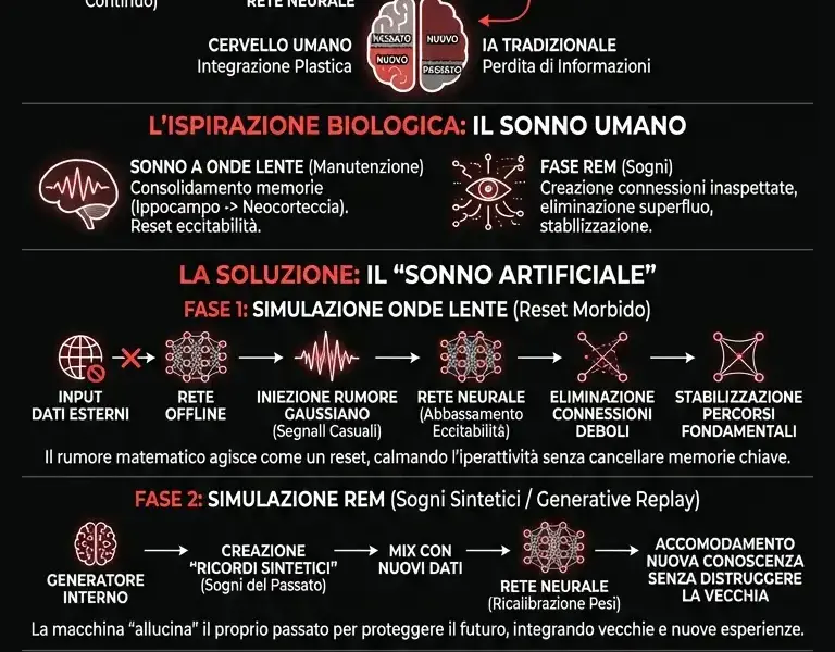 Infografica: Il paradosso del sonno: perch&eacute; l'IA ha bisogno di dormire
