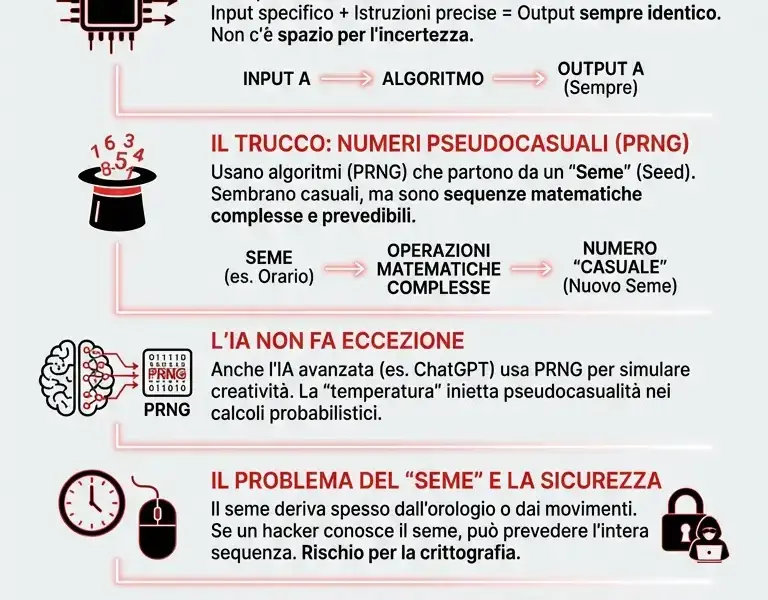 Infografica: Il paradosso matematico: l'azione che i computer devono fingere