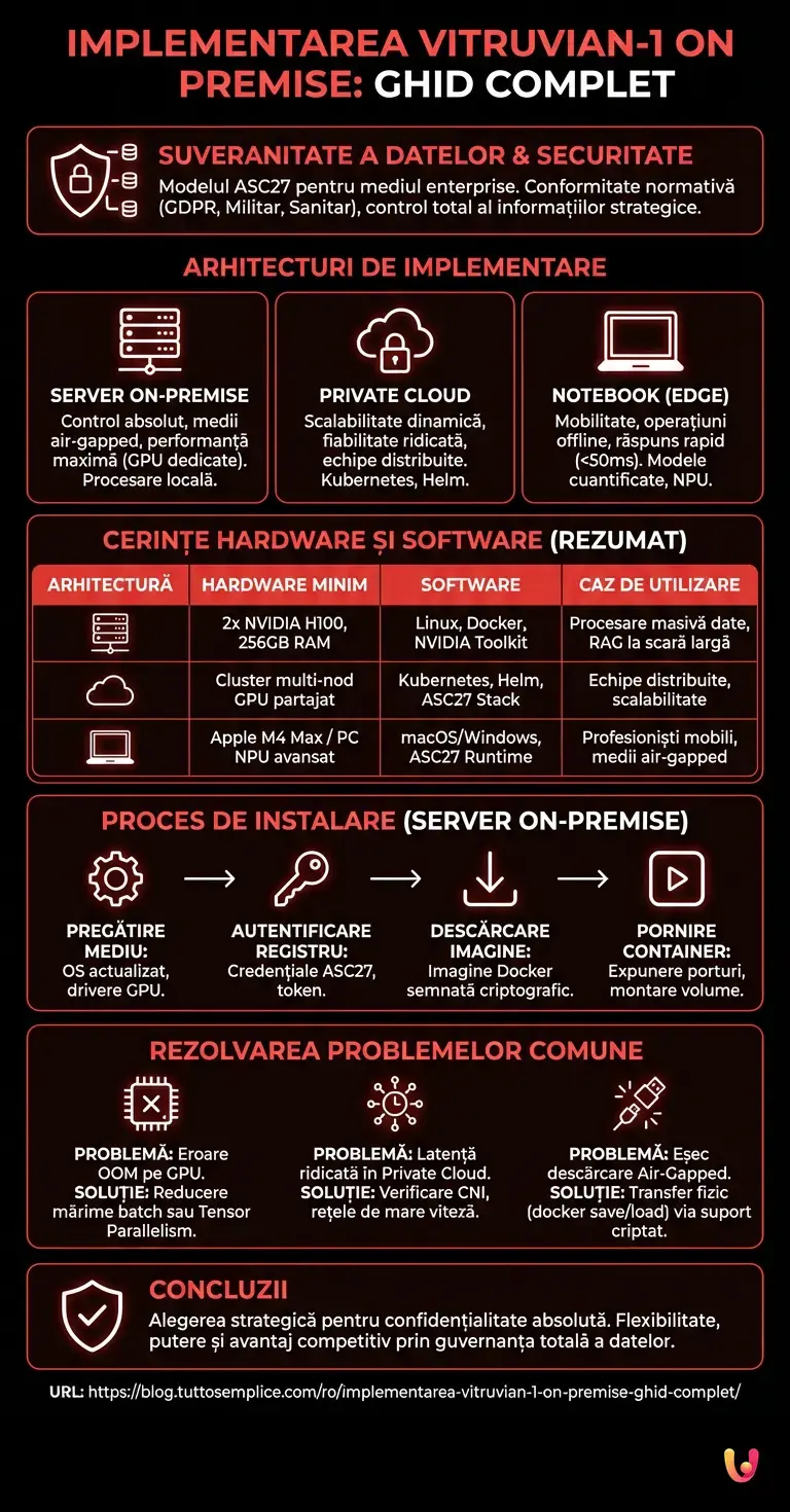 Implementarea Vitruvian-1 On Premise: Ghid Complet - Infografic rezumativ