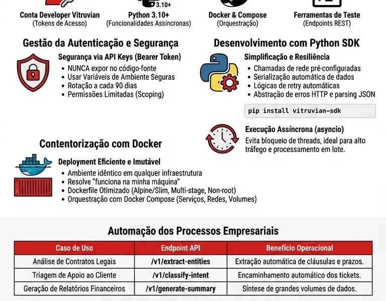 Infografica: Integra&ccedil;&atilde;o Vitruvian-1: Guia de API, Python SDK e Docker