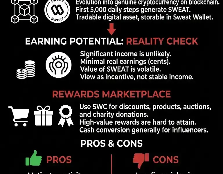 Infografica: Is Sweatcoin Legit? Review, Rewards, and SWEAT Crypto