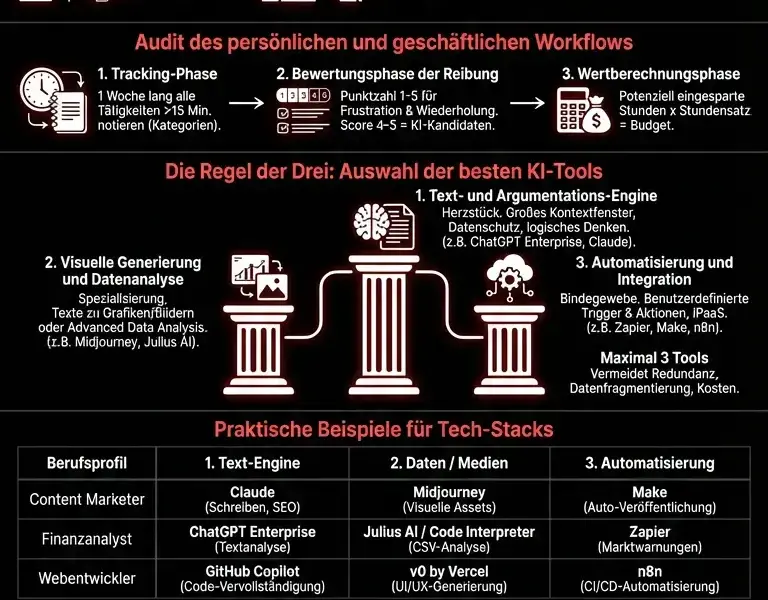Infografica: KI-Overload managen: Die Wahl der 3 essenziellen Tools