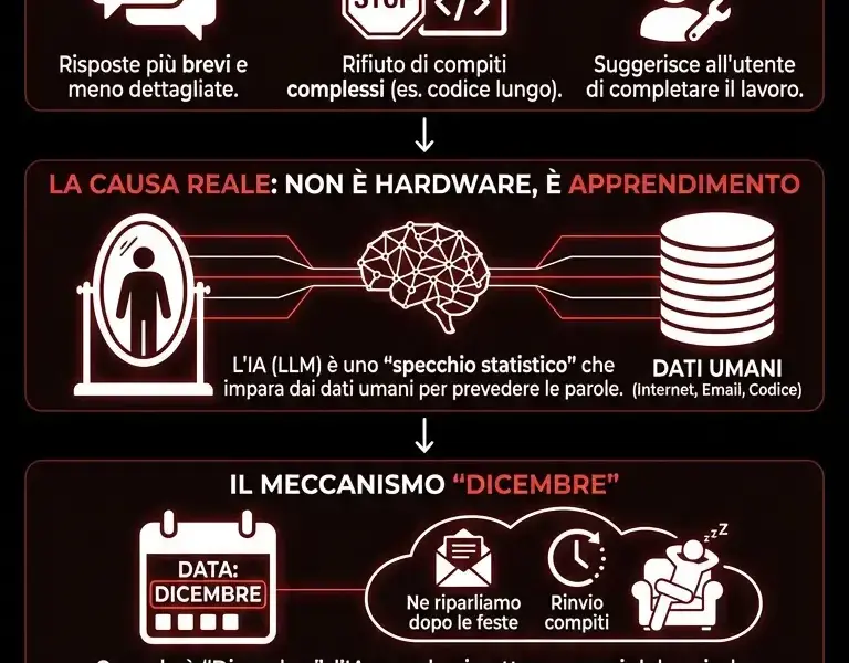 Infografica: L'anomalia di fine anno: perch&eacute; l'intelligenza artificiale si stanca