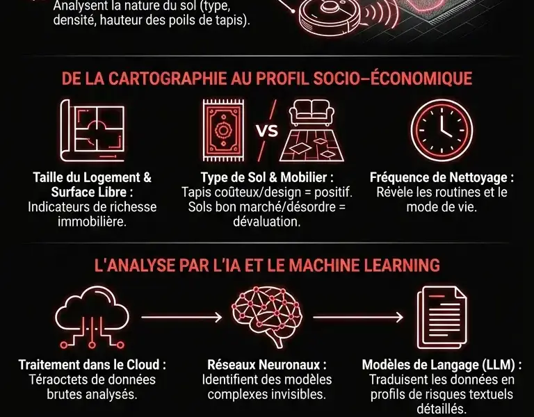 Infografica: Le protocole du tapis : comment les robots aspirateurs calculent votre solvabilit&eacute;