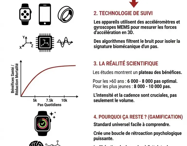 Infografica: L'erreur historique qui a impos&eacute; les 10 000 pas &agrave; votre montre