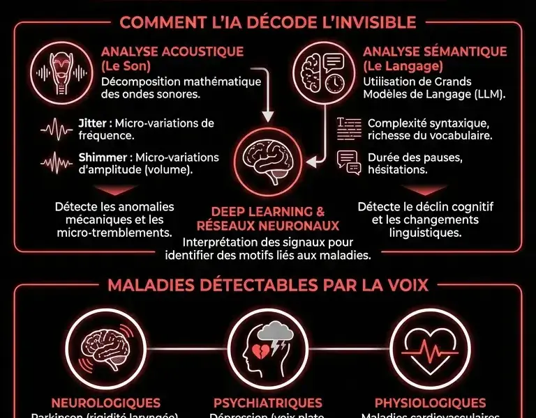Infografica: L'IA d&eacute;code ce signal m&eacute;dical invisible cach&eacute; dans votre voix