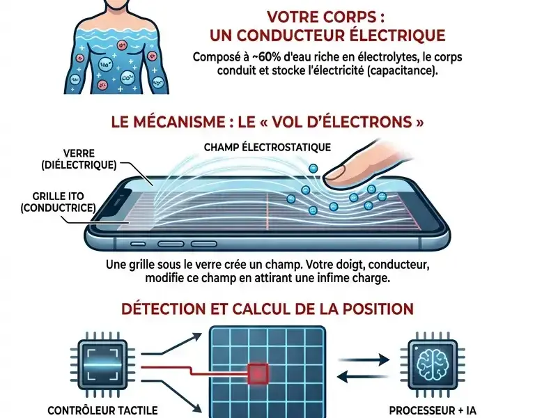 Infografica: L'illusion du toucher : le secret biologique de vos &eacute;crans