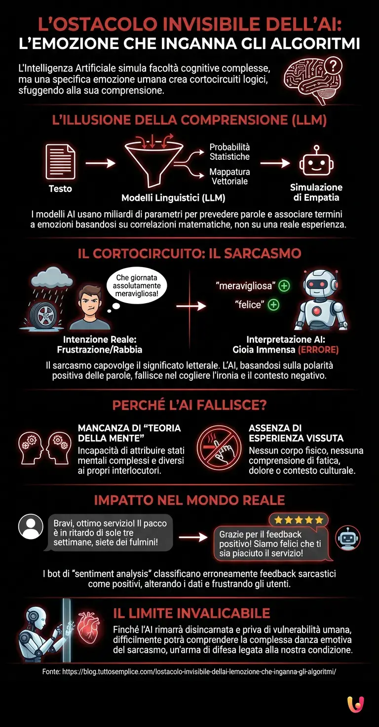L'ostacolo invisibile dell'AI: l'emozione che inganna gli algoritmi - Infografica riassuntiva