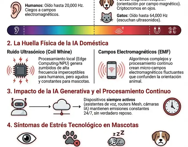 Infografica: Magnetismo oculto: c&oacute;mo la IA dom&eacute;stica desorienta a tus mascotas