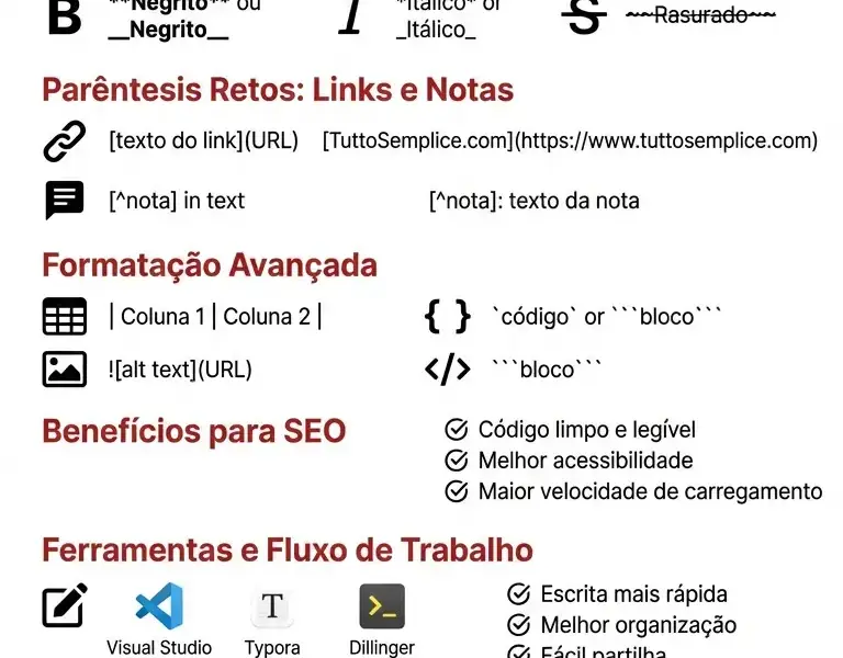 Infografica: Markdown: Formata&ccedil;&atilde;o de texto com par&ecirc;ntesis retos