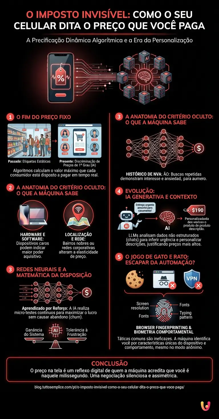 O imposto invis&iacute;vel: Como o seu celular dita o pre&ccedil;o que voc&ecirc; paga. - Infogr&aacute;fico resumido