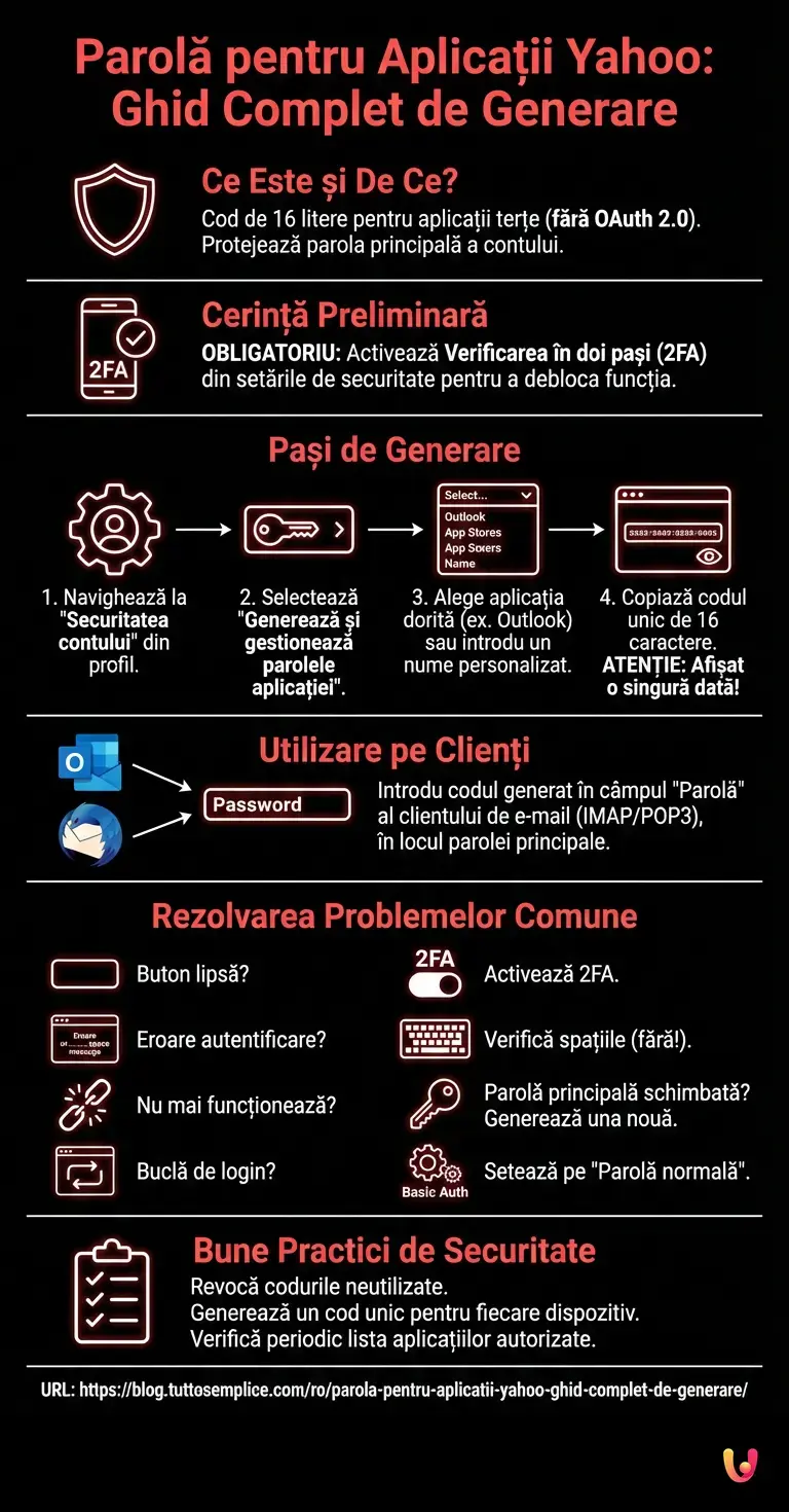 Parolă pentru Aplicații Yahoo: Ghid Complet de Generare - Infografic rezumativ