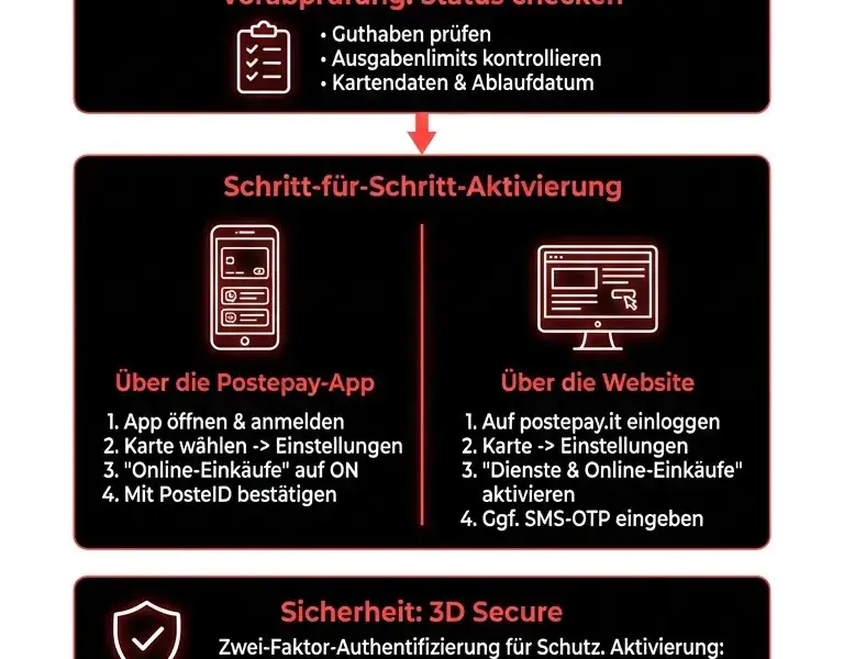 Infografica: Postepay nicht f&uuml;r Online-Zahlungen freigeschaltet: die einfache Anleitung zur Aktivierung