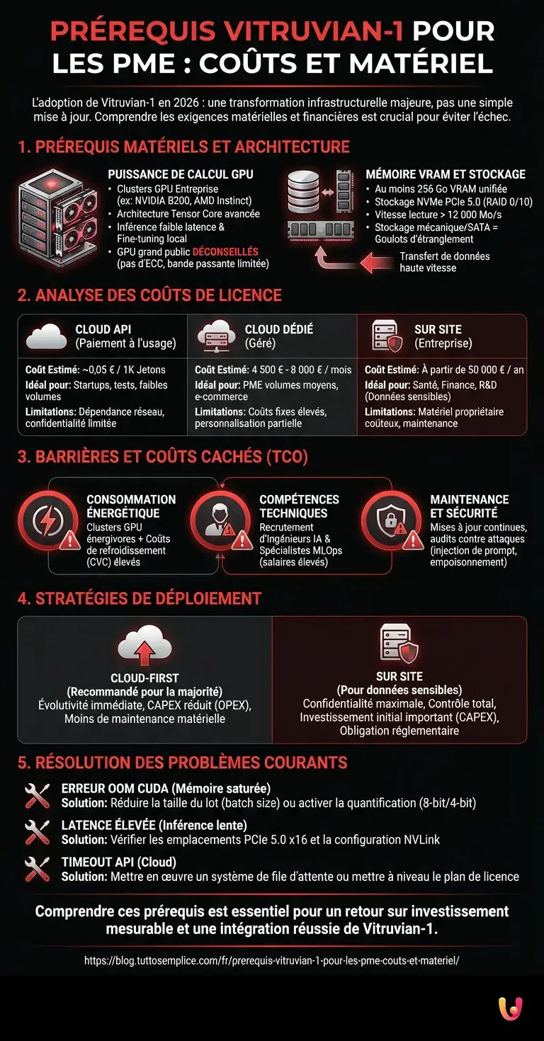 Pr&eacute;requis Vitruvian-1 pour les PME : Co&ucirc;ts et Mat&eacute;riel - Infographie r&eacute;sumant