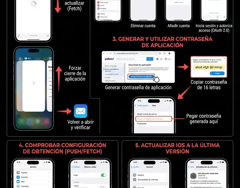Infografica: &iquest;Problemas con Yahoo Mail en iPhone? 5 Soluciones F&aacute;ciles y Definitivas