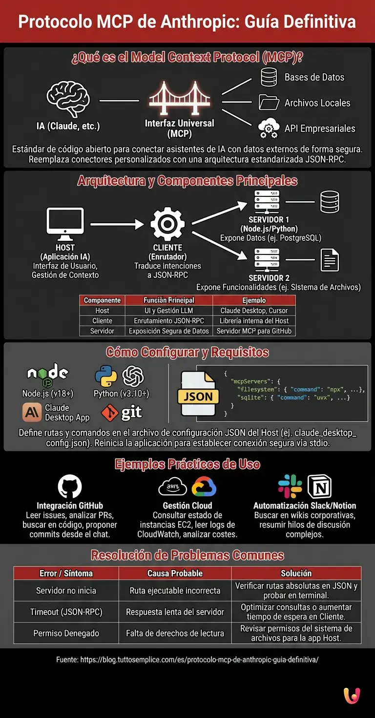 Protocolo MCP de Anthropic: Gu&iacute;a Definitiva - Infograf&iacute;a resumen