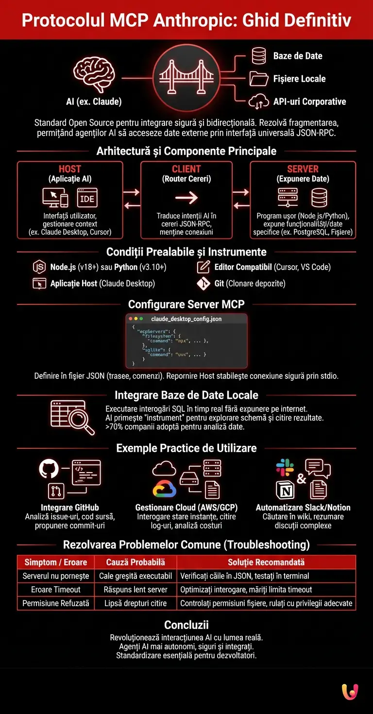 Protocolul MCP Anthropic: Ghid Definitiv - Infografic rezumativ