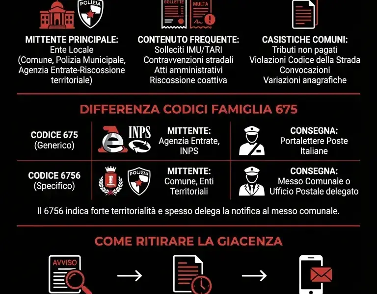 Infografica: Raccomandata 6756: Guida al Codice, Mittente e Notifiche
