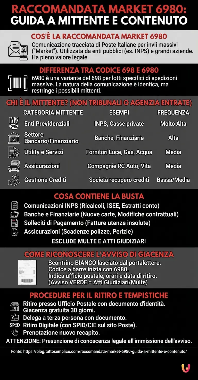 Raccomandata Market 6980: Guida a Mittente e Contenuto - Infografica riassuntiva