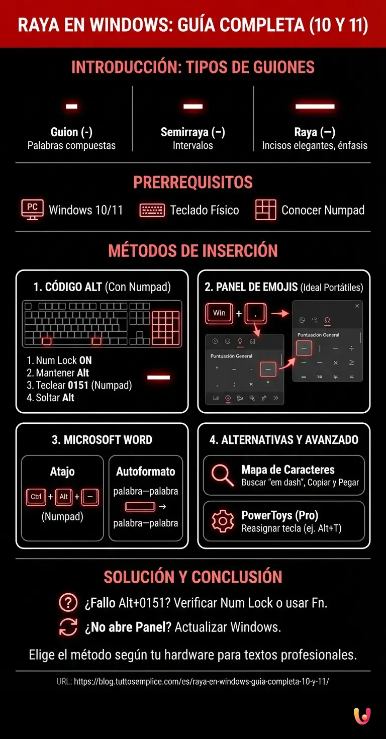 Raya en Windows: Gu&iacute;a Completa (10 y 11) - Infograf&iacute;a resumen
