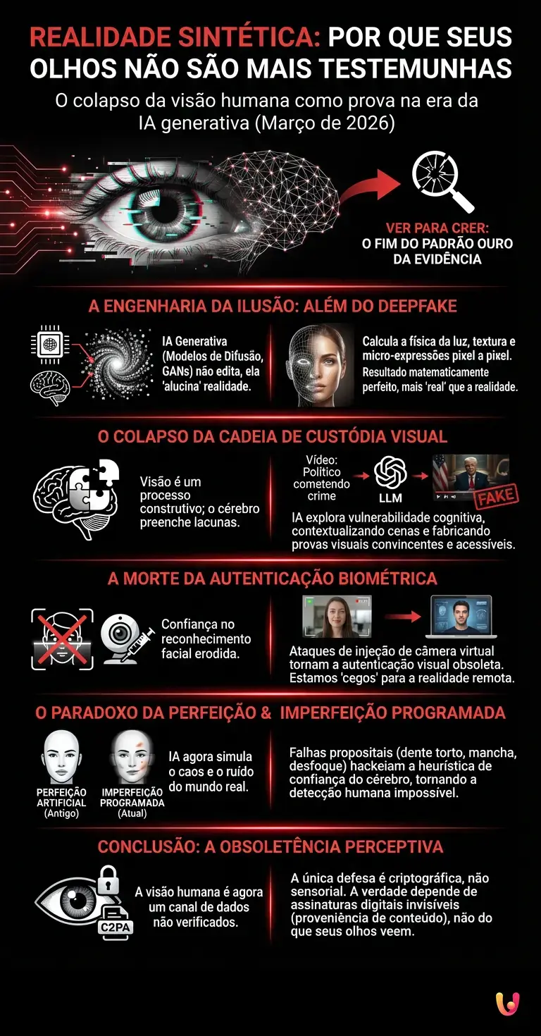 Realidade sintética: por que seus olhos não são mais testemunhas - Infográfico resumido