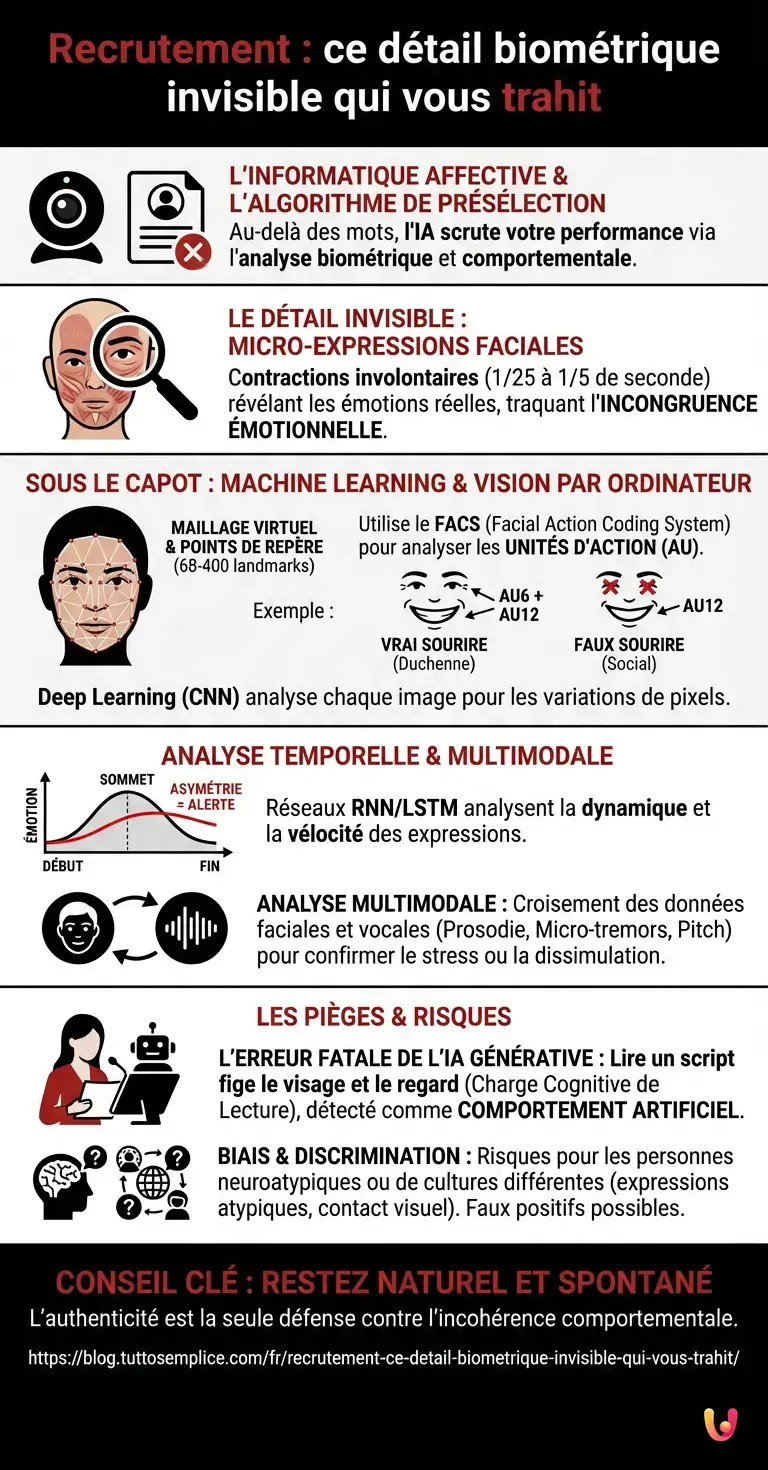 Recrutement : ce d&eacute;tail biom&eacute;trique invisible qui vous trahit. - Infographie r&eacute;sumant