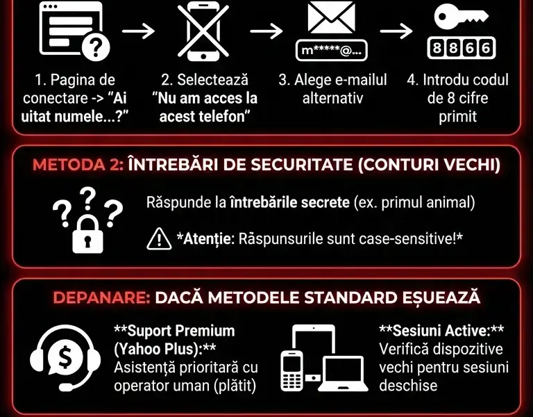 Infografica: Recuperarea Contului Yahoo Fără Număr de Telefon: Ghid