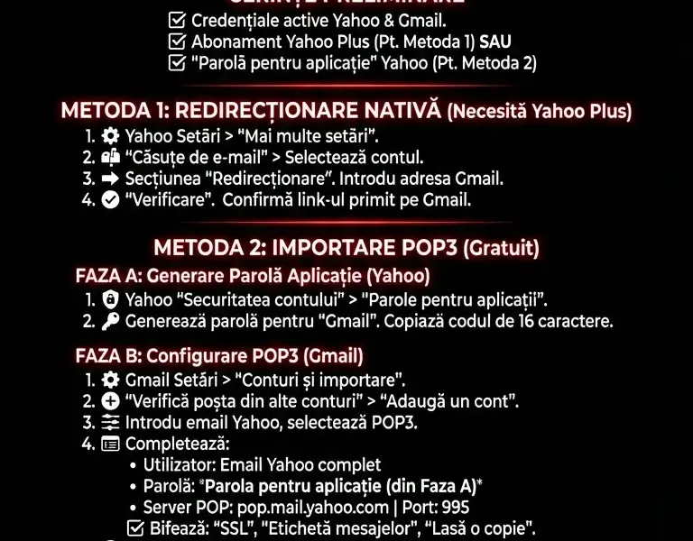 Infografica: Redirecționare Email Yahoo Gmail: Ghidul Definitiv
