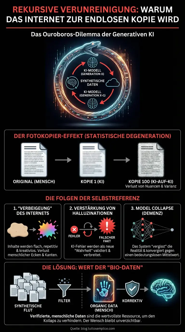 Rekursive Verunreinigung: Warum das Internet zur endlosen Kopie wird - Zusammenfassende Infografik
