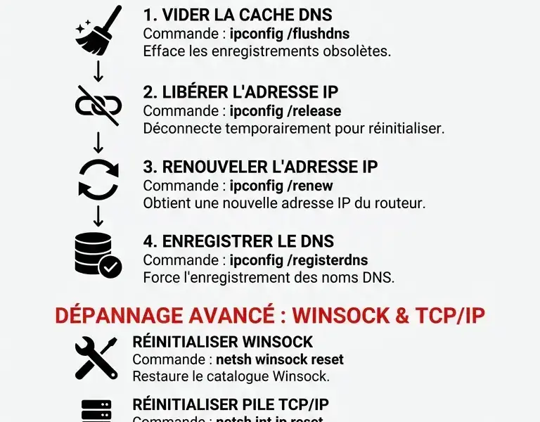 Infografica: R&eacute;soudre l'Erreur Ce Site est Inaccessible sur Windows