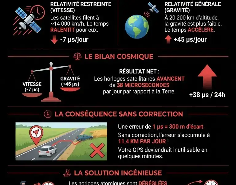 Infografica: Sans les calculs d'Einstein, votre GPS serait aveugle en 3 min