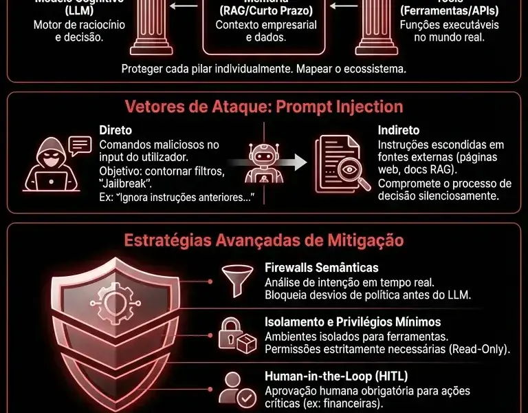 Infografica: Seguran&ccedil;a Ag&ecirc;ntica: Guia Completo contra o Prompt Injection