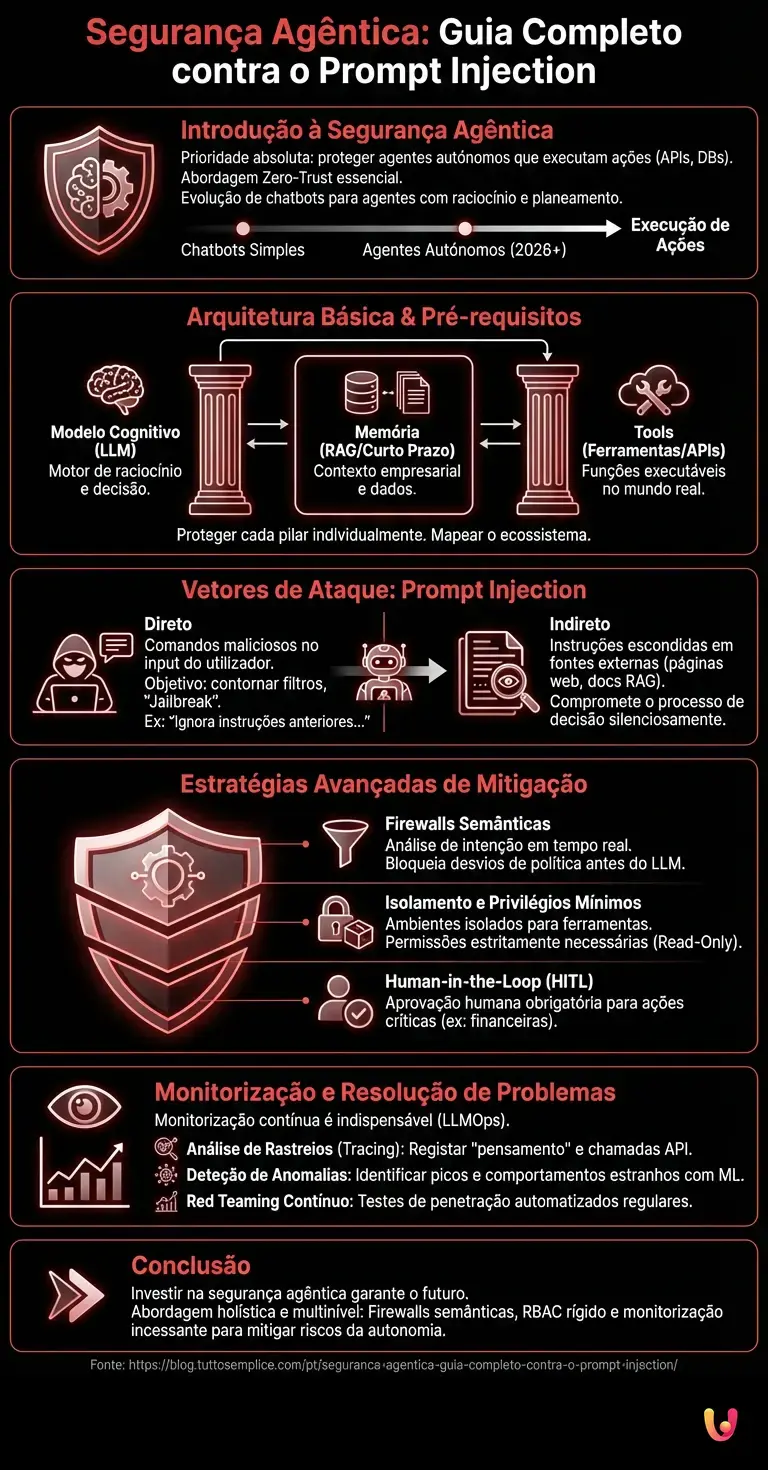 Seguran&ccedil;a Ag&ecirc;ntica: Guia Completo contra o Prompt Injection - Infogr&aacute;fico resumido