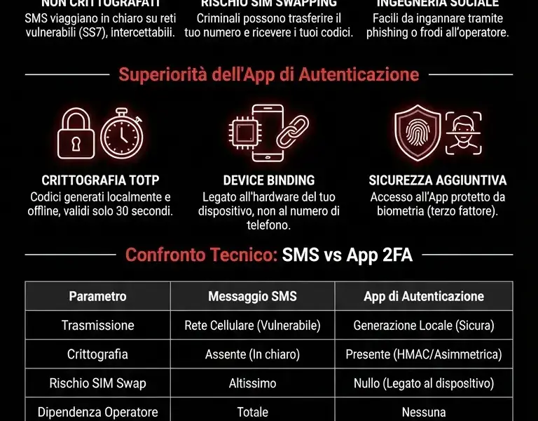 Infografica: Sicurezza SPID: Perch&eacute; l'App 2FA Supera gli SMS