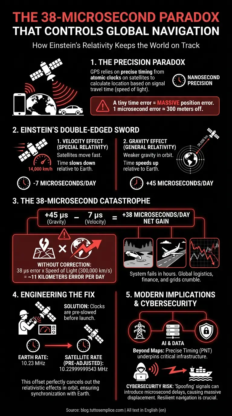 The 38-Microsecond Paradox That Controls Global Navigation - Summary Infographic