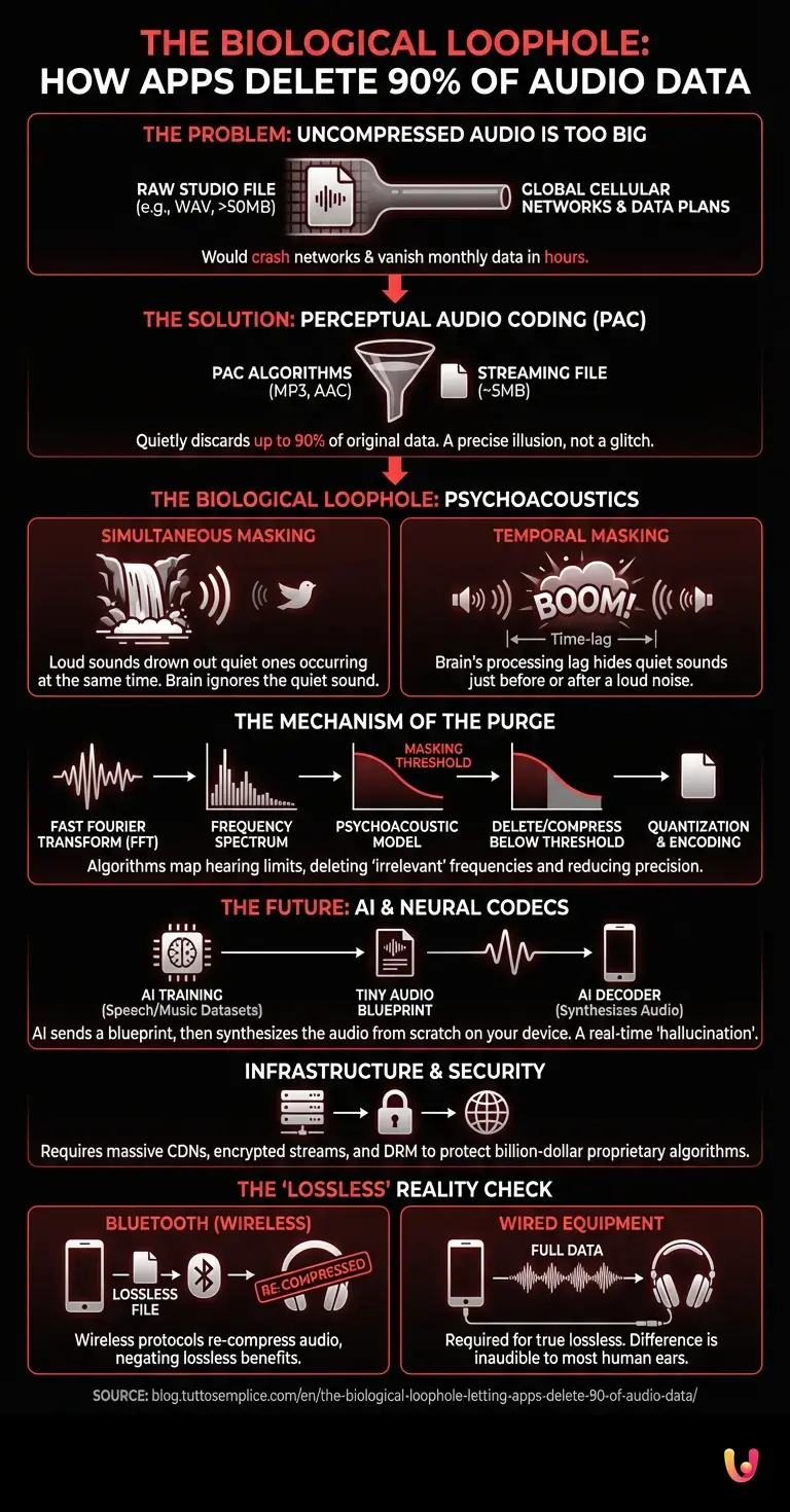The biological loophole letting apps delete 90% of audio data - Summary Infographic