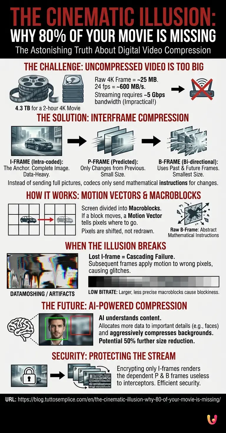 The Cinematic Illusion: Why 80% of Your Movie Is Missing - Summary Infographic