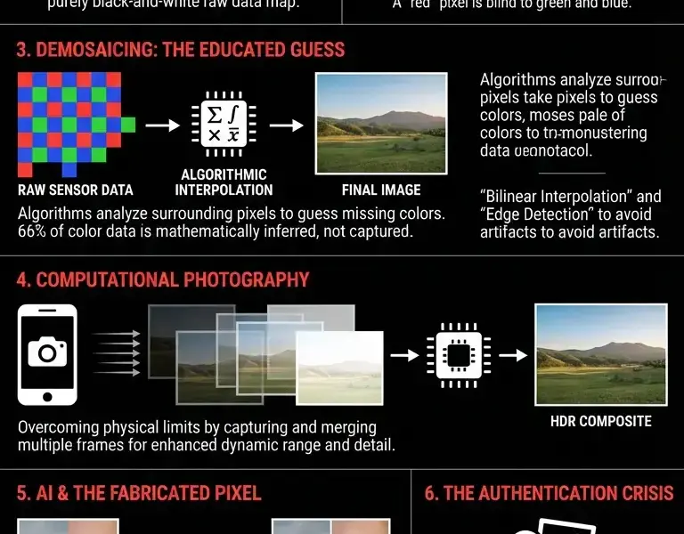 Infografica: The Colorblind Sensor: Why Every Photo Is a Mathematical Lie