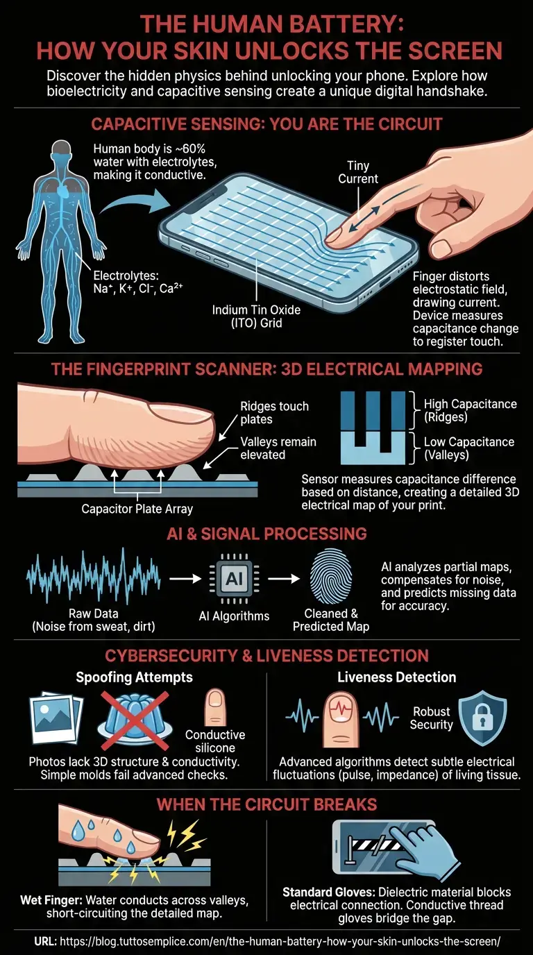 The Human Battery: How Your Skin Unlocks The Screen - Summary Infographic
