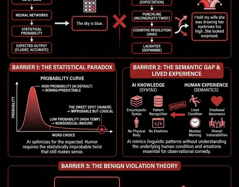 Infografica: The Punchline Anomaly: The 1 Human Trait AI Cannot Replicate