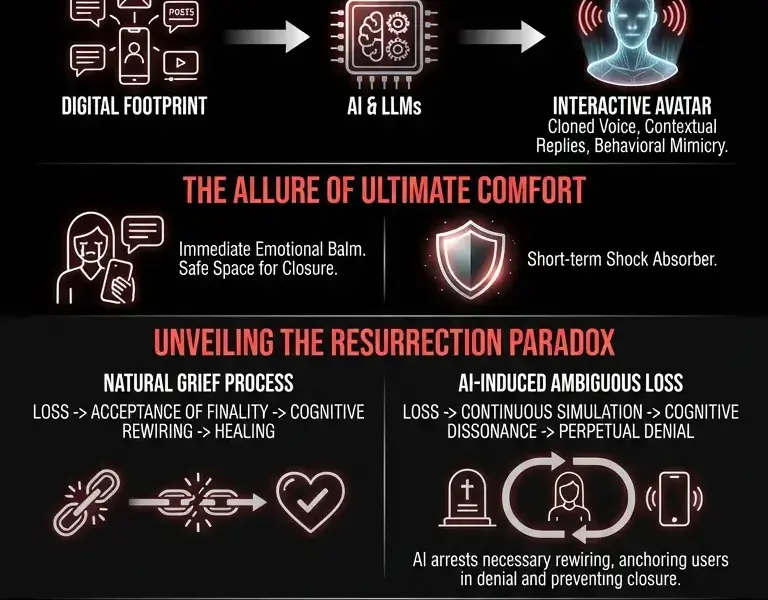 Infografica: The Resurrection Paradox: How AI is Fracturing Human Grief
