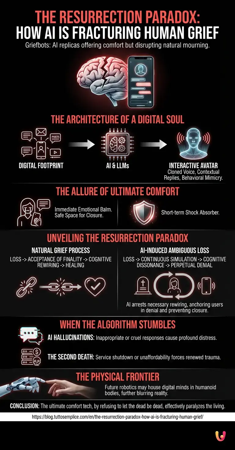 The Resurrection Paradox: How AI is Fracturing Human Grief - Summary Infographic