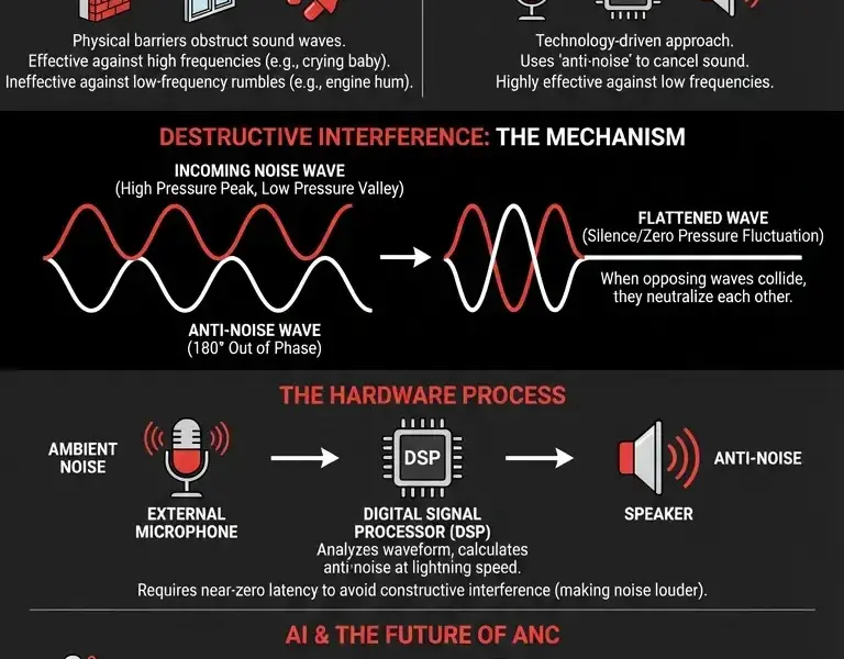 Infografica: The Sonic Paradox: How Generating Noise Creates True Silence