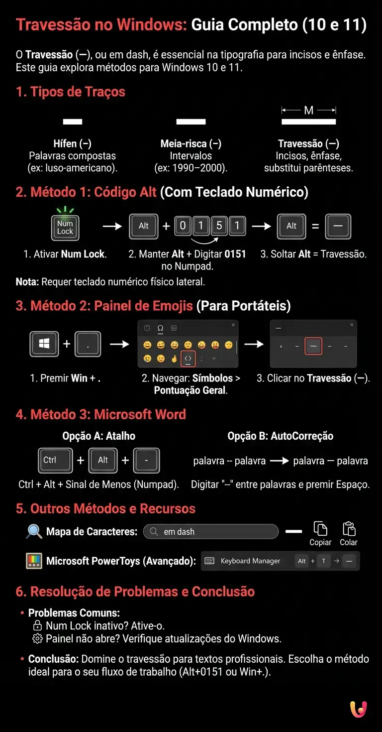 Travess&atilde;o no Windows: Guia Completo (10 e 11) - Infogr&aacute;fico resumido